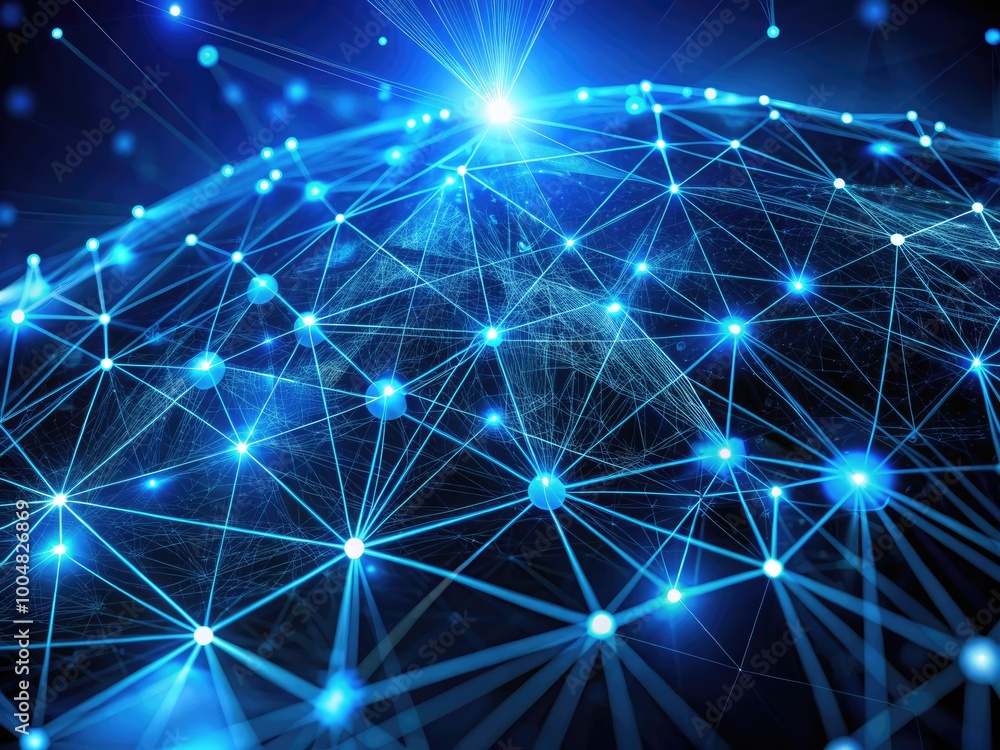 Poster blue technology lines animation representing connectivity and network communication in digital space