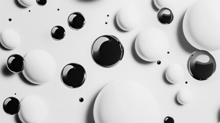 Abstract black and white spheres on a white background