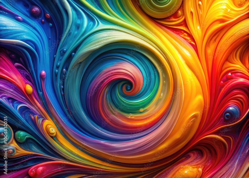 Poster close-up of a colorful abstract background with vibrant swirls and textures for creative projects