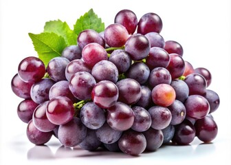 Fototapeta premium Close Up of Fresh Succulent Grapes on White Background Highlighting Their Smooth Surface and Color