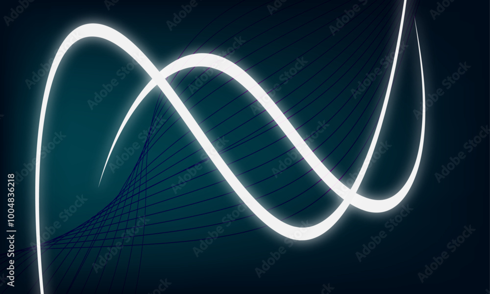 Poster abstract blue and drack black energy white light wave line background design. high speed light effec