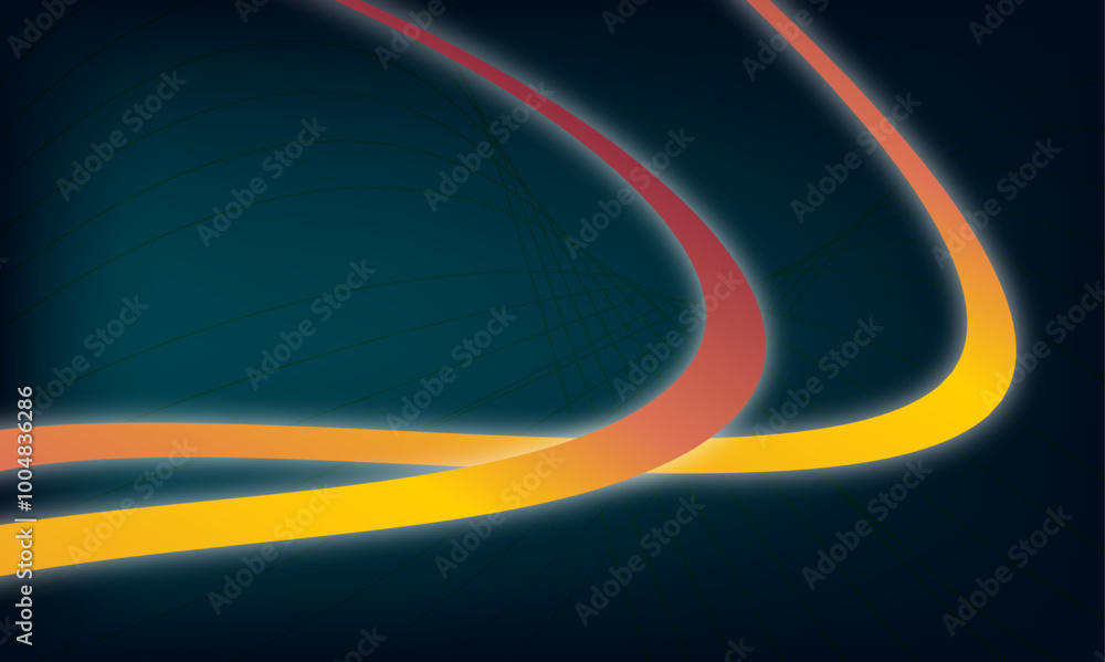 Aufkleber abstract blue and drack black energy orange light wave line background design. high speed light effe