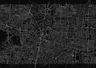 map line illustration with a black and white theme