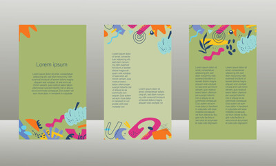 A set of abstract creative templates featuring bold designs and modern layouts, ideal for posters, cards, flyers, banners, brochures, and other graphic projects. These vector illustrations provide ver
