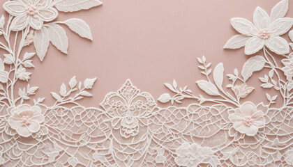 Soft pink floral lace pattern background for romantic, vintage-inspired designs with copy space