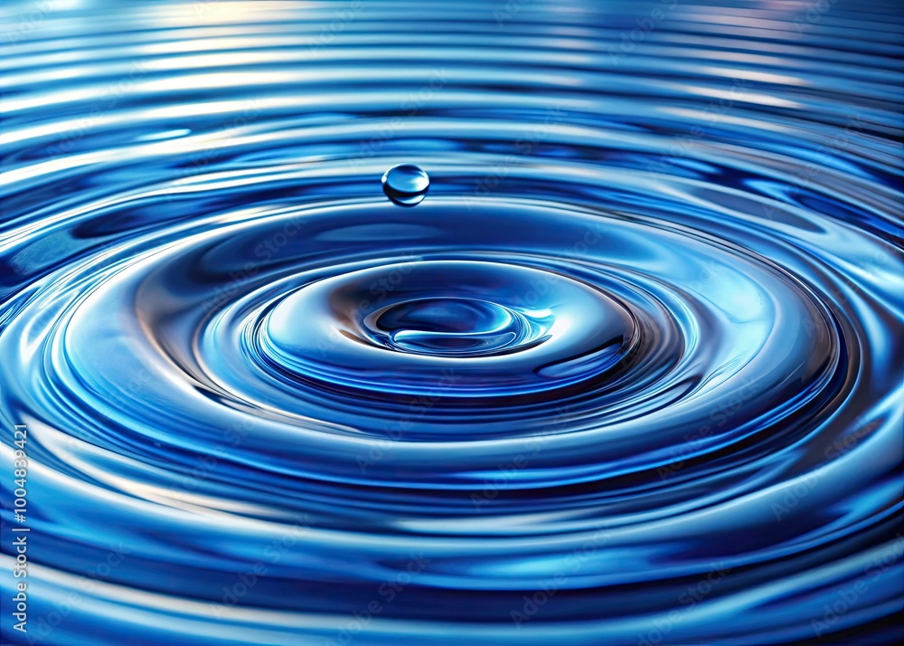 Aufkleber concentric water wave lines creating abstract patterns in blue tones for creative backgrounds