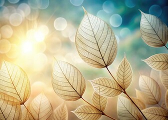 Fototapeta premium Delicate Leaf Outlines on a Soft Background for Nature Inspired Design and Decoration Projects