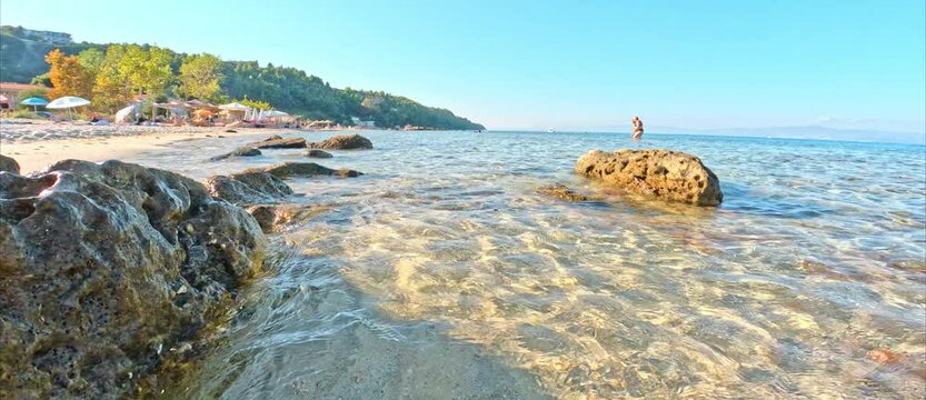 Beach at Afytos, Greece, in summer