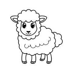 Cartoon Sheep Illustration for Kids' Coloring Books and Farm Animal Designs