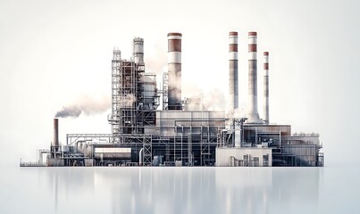 Obraz premium Industrial Complex with Smoke Stacks