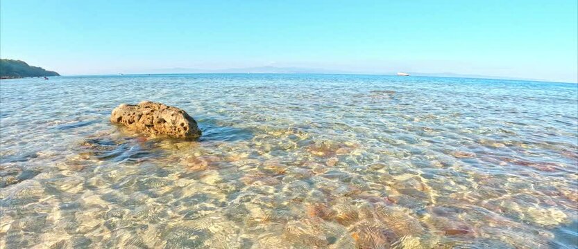 Beach at Afytos, Greece, in summer