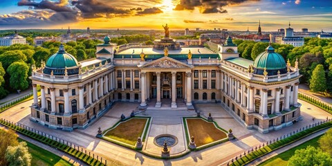 Fototapeta premium Elegant Classical Architecture Featuring Repeating Design Elements in a Captivating Banner Image