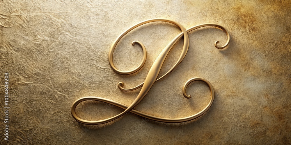 Poster elegant cursive capital letter i with artistic flourishes on soft textured background for design use