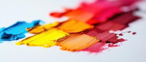 Obraz premium Colorful Strokes of Paint on White Background