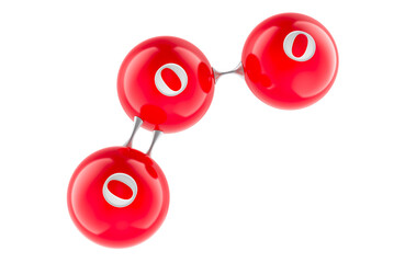O3 ozone, trioxygen molecule. 3D rendering isolated on transparent background