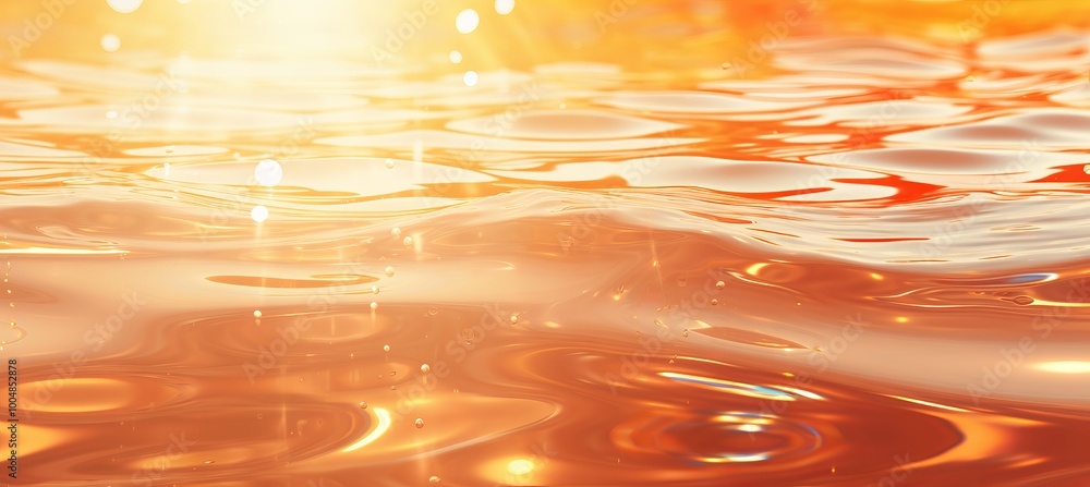 Poster sunset light reflecting on a tranquil water surface with soft waves and shimmering highlights