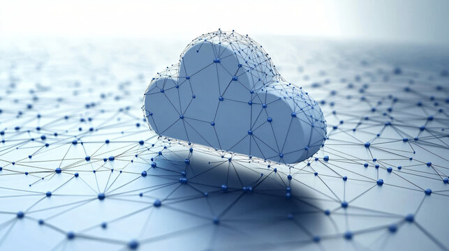  A cloud computing symbol with interconnected networks. 