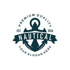 Marine ship vector anchor logo simple minimalist design anchor illustration simple marine symbol template