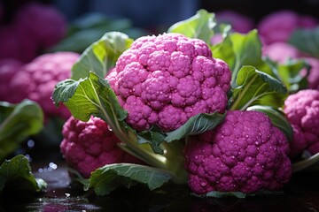 Delicious pink cauliflower of high angle, generative IA