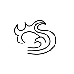 hand drawn oriental wave line