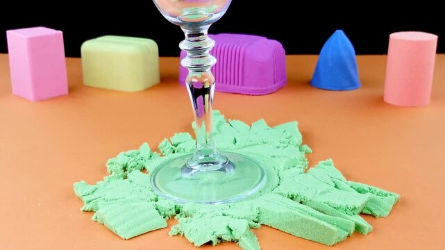 Very Satisfying and Relaxing Kinetic Sand ASMR video. Cutting anti stress macro close up colorful Kinetic Sand with a Knife. ASMR sounds.
