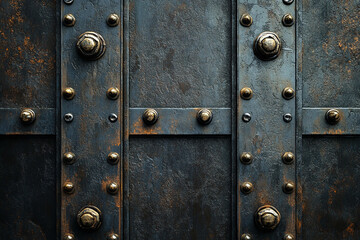 Fototapeta premium dark-metallic-background-rivets-seams-steel-texture