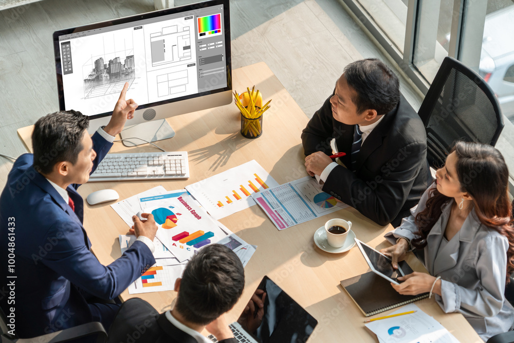 Poster architectural design modish software application for architect business and professional designer