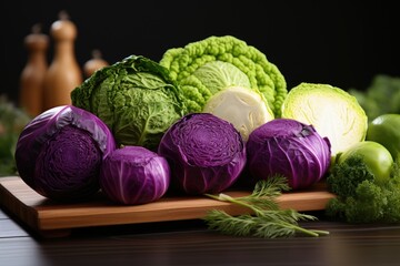 LOWER VIEW CUTTING PURPLE ROX GREEN Tomato Green Pumpkin Cabbage Cabbage Yellow , generative IA