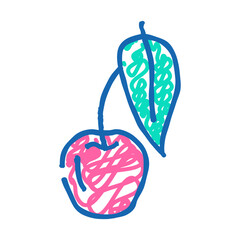 cherry leaf doodle icon sketch vector. cherry leaf sign. isolated symbol illustration