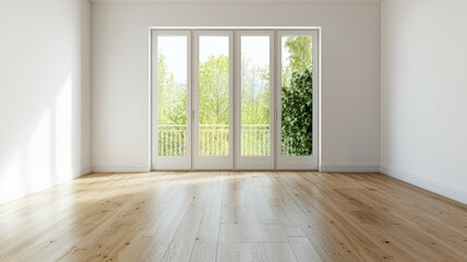 A large open room with a lot of natural light and a view of trees
