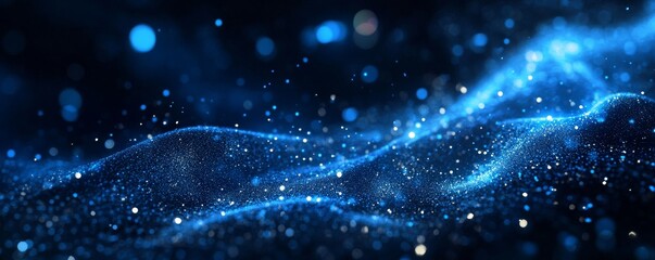Abstract background with blue glowing particles