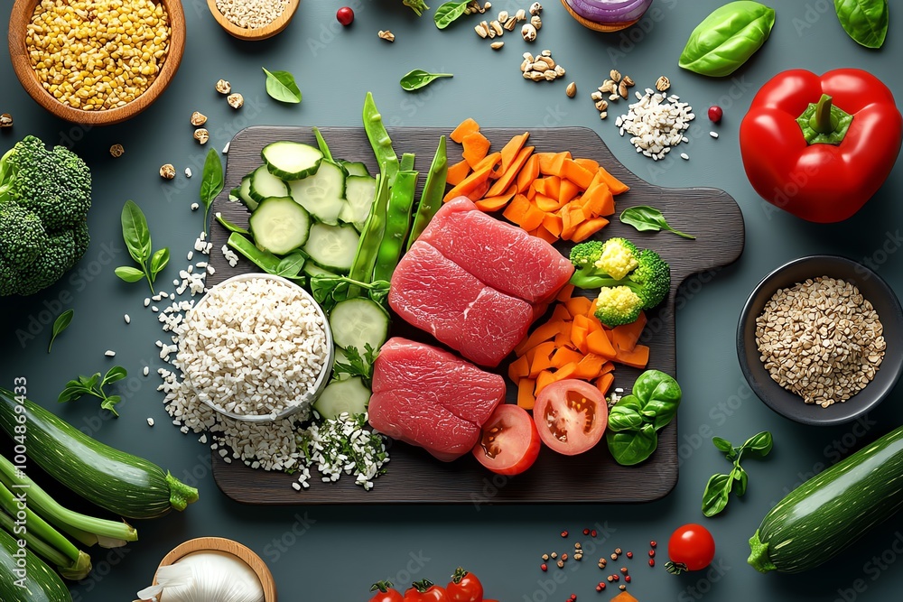 Poster interactive 3d digital weight loss meal planner, where users can create balanced meals with fully an