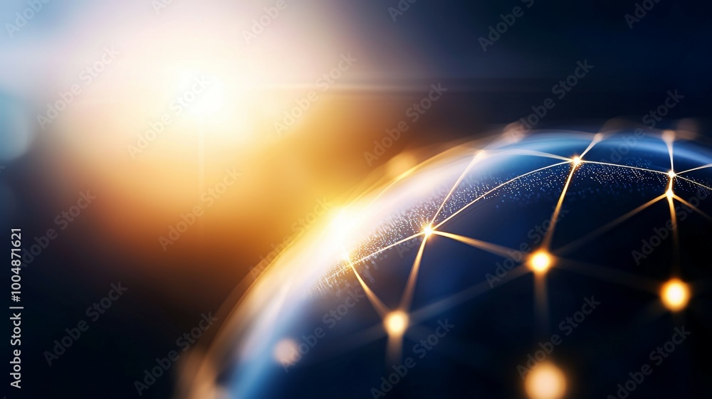 Poster a globe with a network of lines and dots surrounding it
