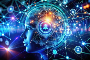 Obraz premium Modern Machine Learning Vector Illustration with Data Analysis, AI Concepts, and Digital Technology Themes