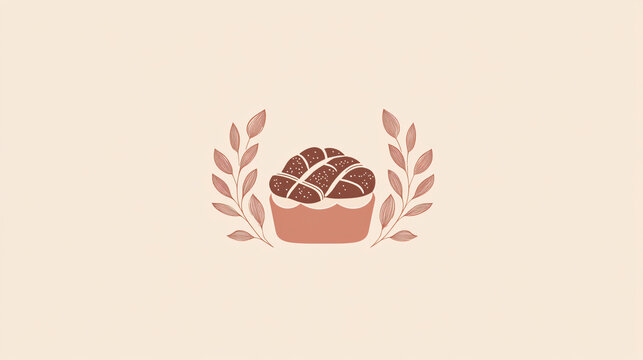 A chic logo for a bakery, incorporating baked goods and a warm color palette.