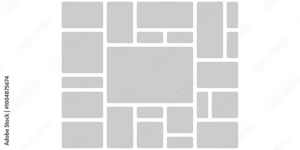 Wall mural mosaic montage grid template. visual brick wireframe of geometric blocks layout. composite chaos sha