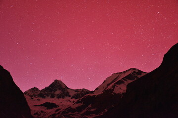Nordlicht, Polarlicht, Großglockner, Aurora Borealis, Österreich, Himmel, Nacht, Leuchterscheinung, Stickstoff, Sauerstoff, Atome, Erde, Nordhalbkugel, Atmosphäre, Hochatmosphäre, leuchten, selten, ra