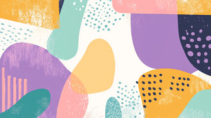 A vibrant abstract geometric pattern with various shapes and colors in pastel tones. Perfect for backgrounds, designs, or modern art.