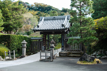 Traditional Japanese Gate in Peaceful Garden Setting