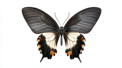 A black and orange butterfly with a white spot on its wing