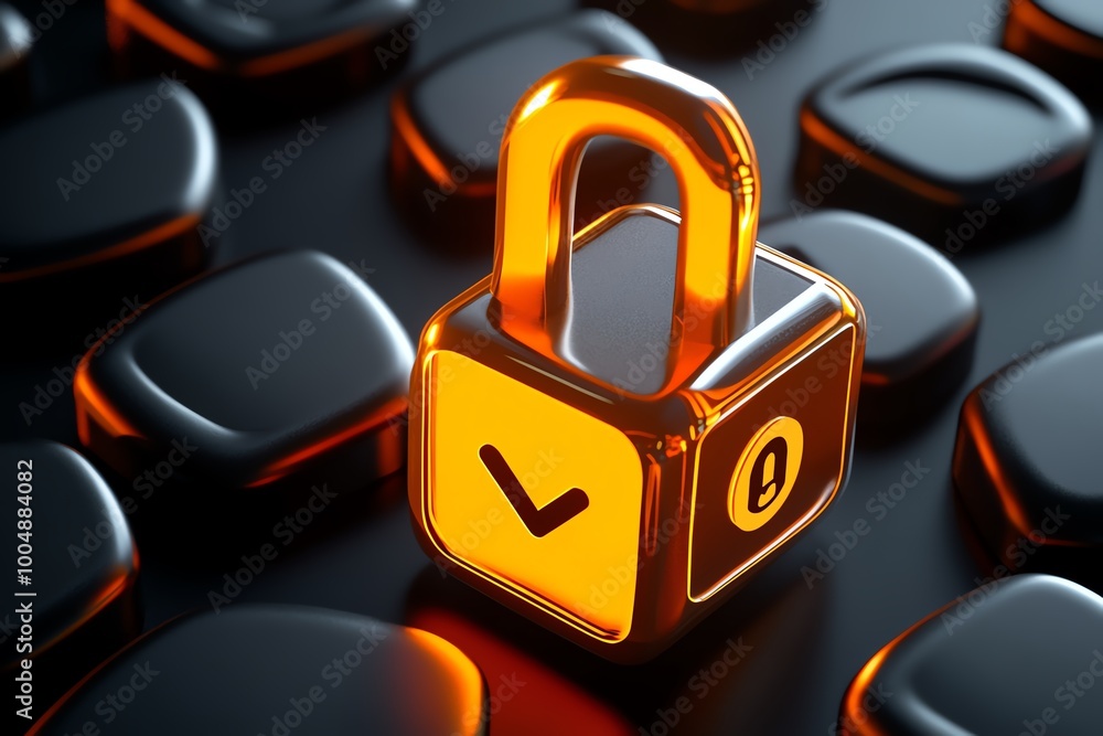 Poster Simple encrypted chat icon, with abstract chat bubbles and a lock symbol representing anonymous digital communication
