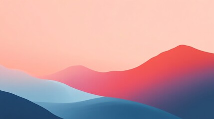 Abstract gradient background with wavy mountains in pink, red, blue, and purple.