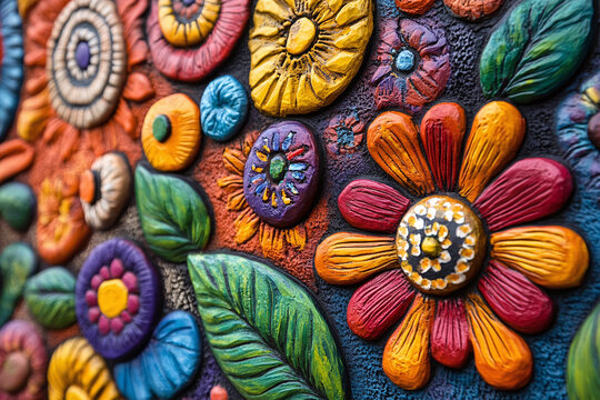 Close-up of Mexican folk art with Independence Day motifs. - Powered by Adobe