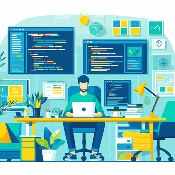 Software Engineer Flat Vector Illustration Design