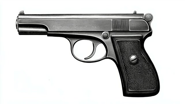 A black and silver gun with a black grip
