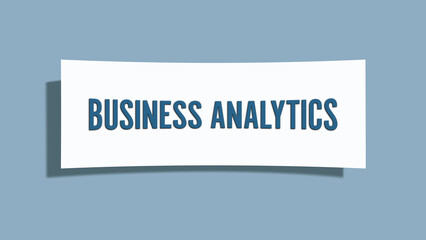 Business analytics. A card isolated on blue background.
