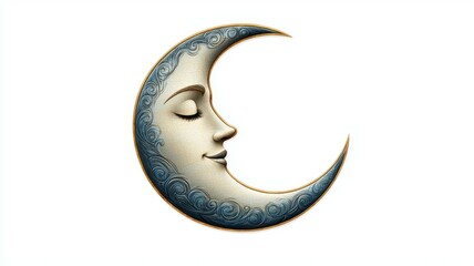Fototapeta premium A blue and white moon with a smiling face