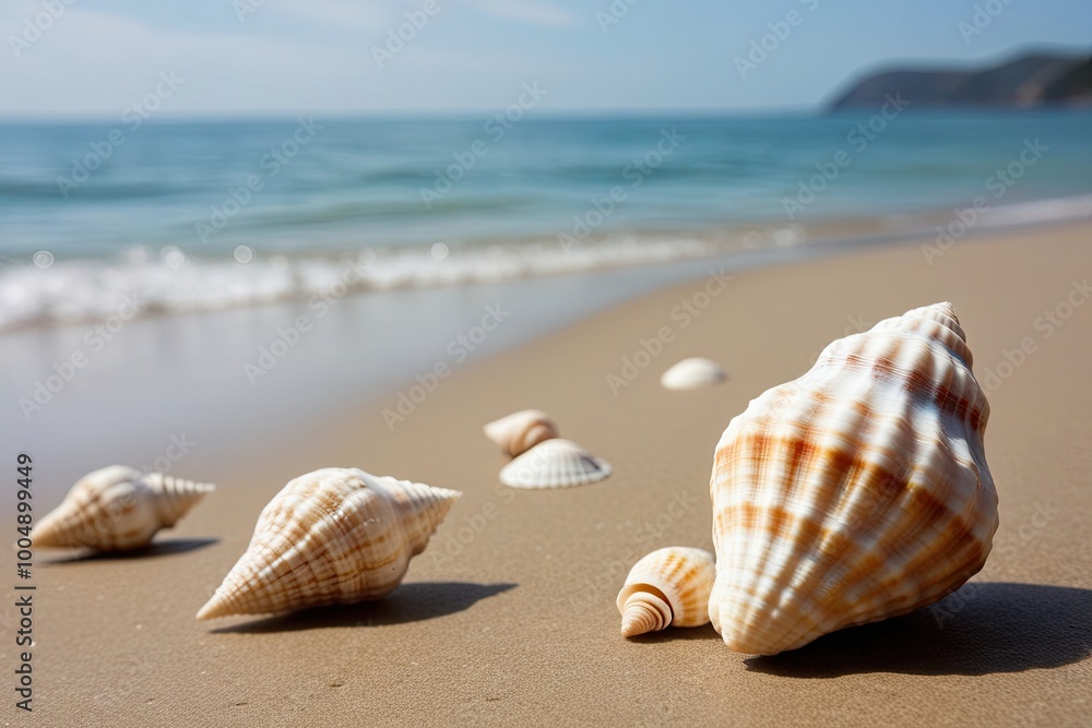 Poster floating gentle seashells gliding smoothly in a coastal setting