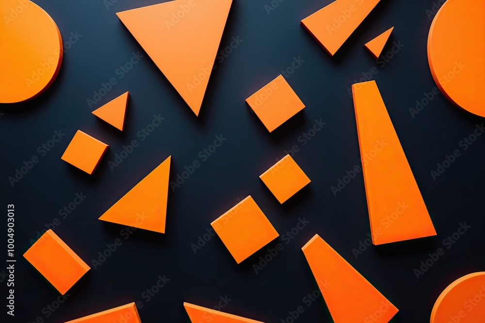 Poster abstract orange shapes on a dark surface with bold compositions and copy space