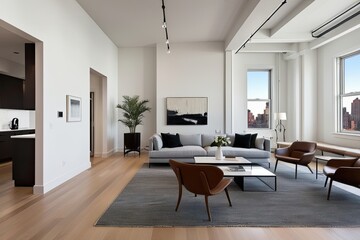 Contemporary Urban Loft with Spacious White Walls and Minimalistic Decor